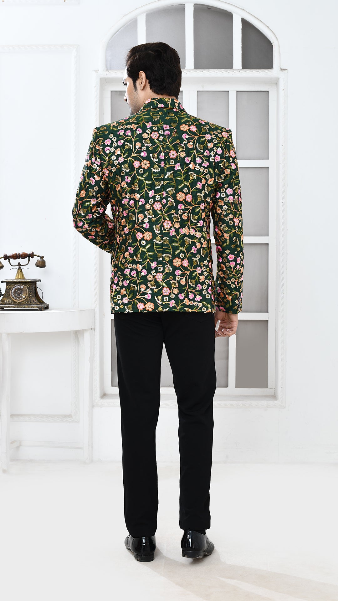 green Embroidered Indo Western jacket
