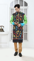 black multicolor blue/green tye dye sleve kantha silk panjabi