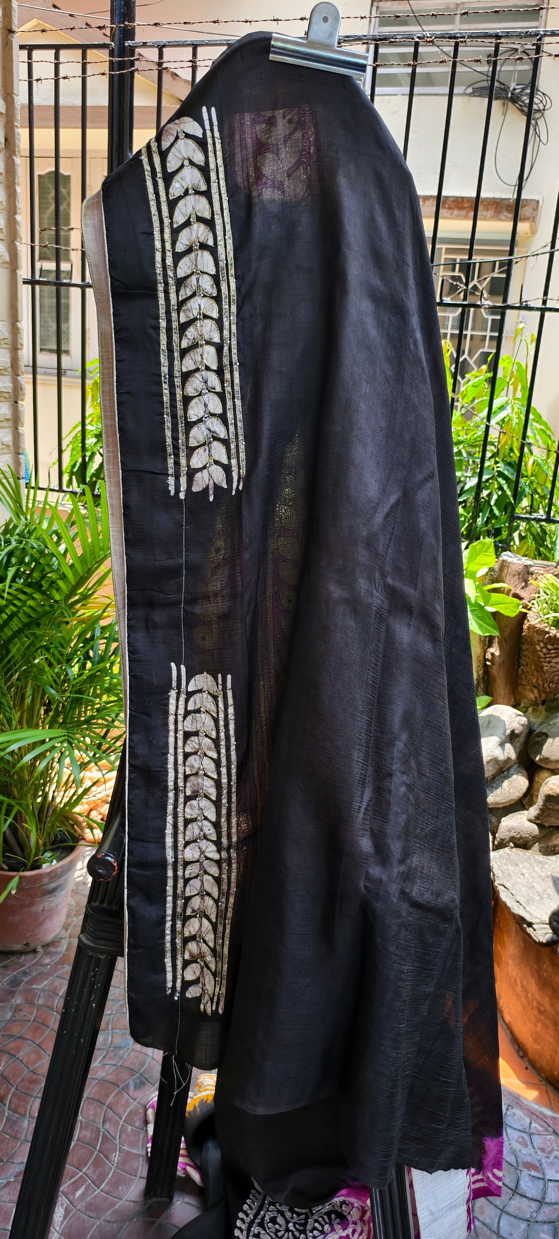Silk Hand Batik Zardozi Pearl Work Bishnupur Silk Saree