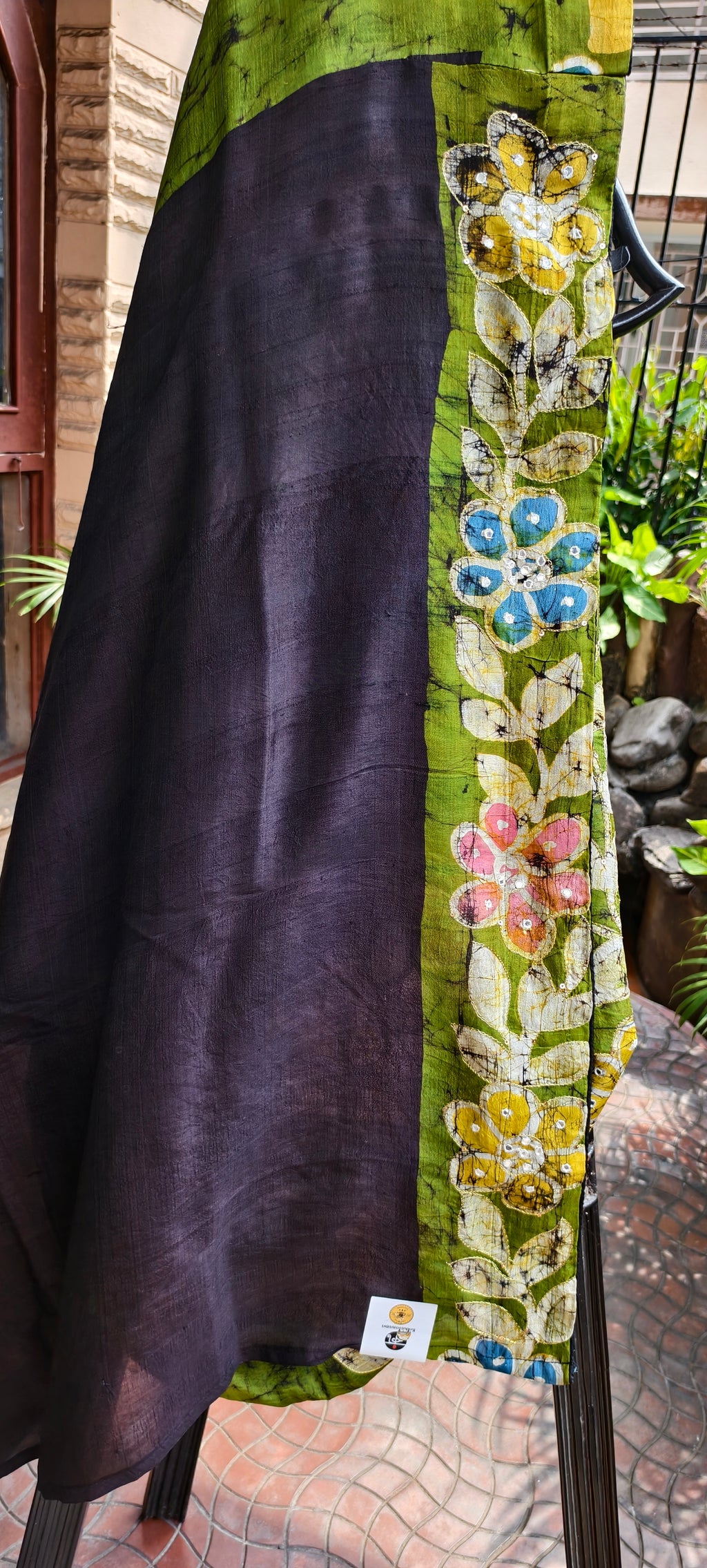 Silk Hand Batik Zardozi Pearl Work Bishnupur Silk Saree