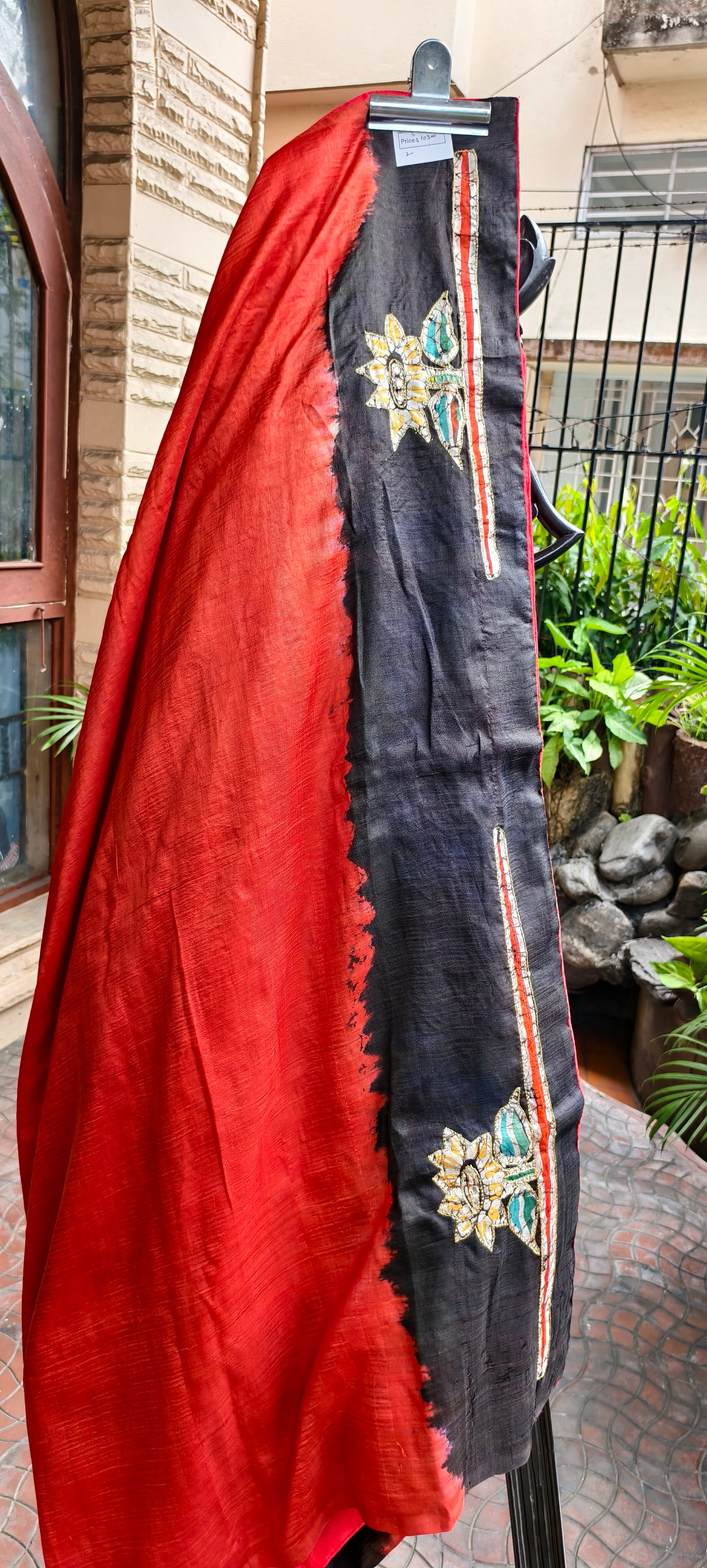 Silk Hand Batik Zardozi Pearl Work Bishnupur Silk Saree