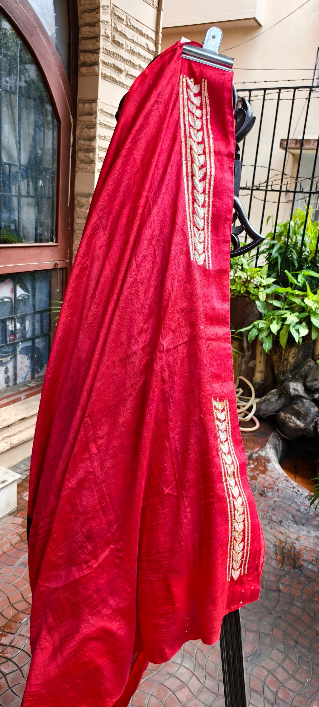 Silk Hand Batik Zardozi Pearl Work Bishnupur Silk Saree